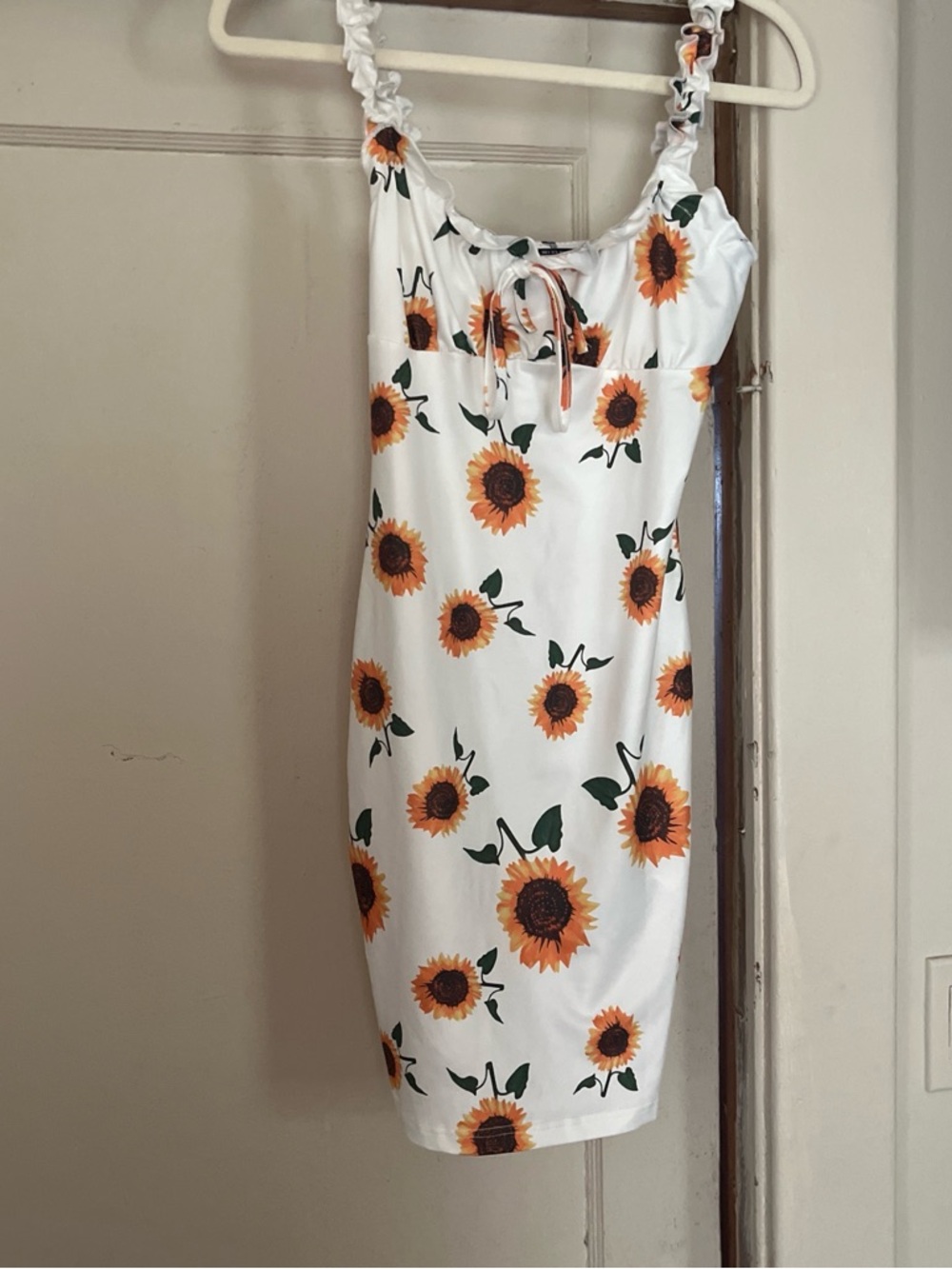 SHEIN White Satin Slip Dress with Pink Accent